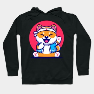 Cute Shiba Inu Dog With Japanese Costume Cartoon Hoodie